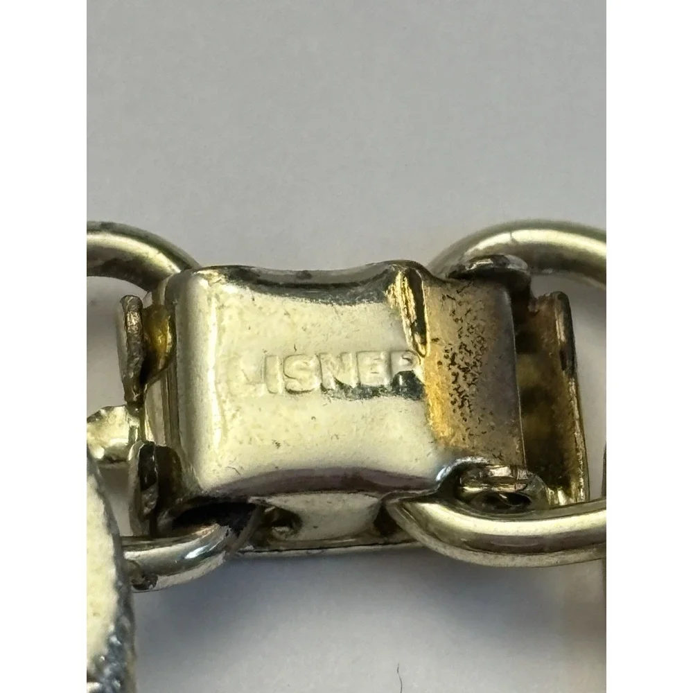 Lisner Silver Gold Tone Double Link Chain Bracelet 6 in  Modernist Vintage